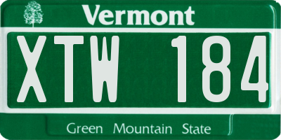 VT license plate XTW184