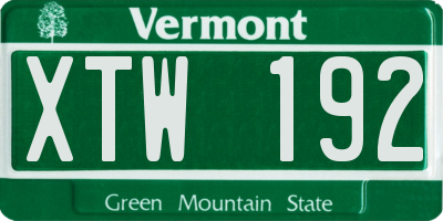 VT license plate XTW192