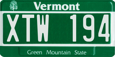 VT license plate XTW194