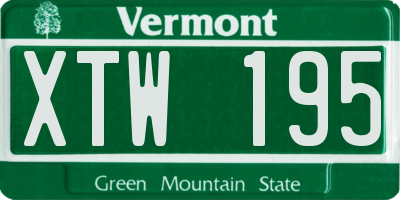 VT license plate XTW195