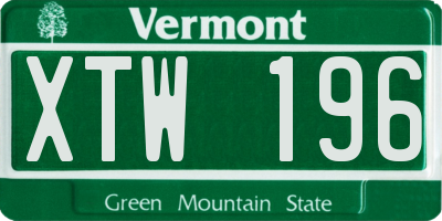 VT license plate XTW196