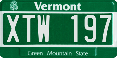 VT license plate XTW197