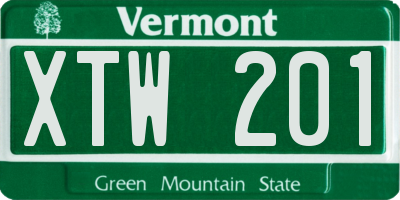 VT license plate XTW201