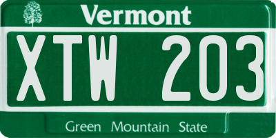 VT license plate XTW203