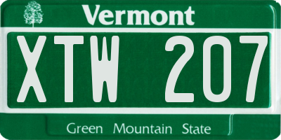VT license plate XTW207
