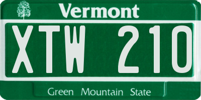 VT license plate XTW210