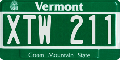 VT license plate XTW211