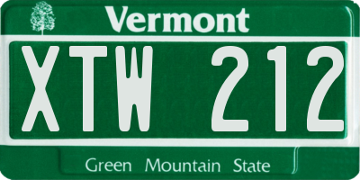 VT license plate XTW212