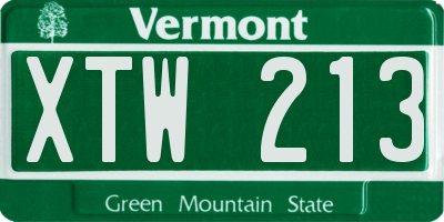 VT license plate XTW213