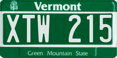 VT license plate XTW215
