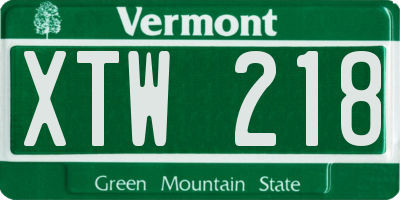 VT license plate XTW218