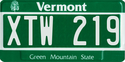 VT license plate XTW219