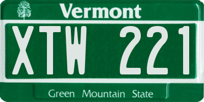 VT license plate XTW221