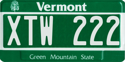 VT license plate XTW222