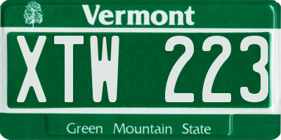 VT license plate XTW223