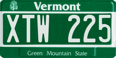 VT license plate XTW225