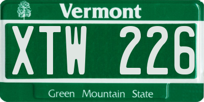 VT license plate XTW226