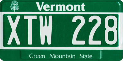 VT license plate XTW228