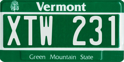 VT license plate XTW231