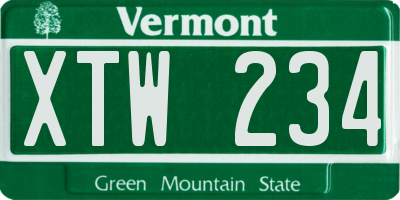 VT license plate XTW234