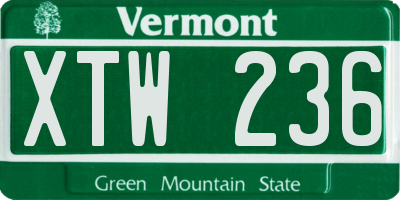 VT license plate XTW236