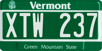 VT license plate XTW237