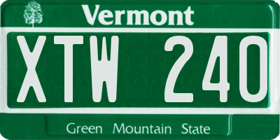 VT license plate XTW240