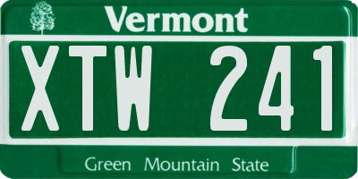VT license plate XTW241