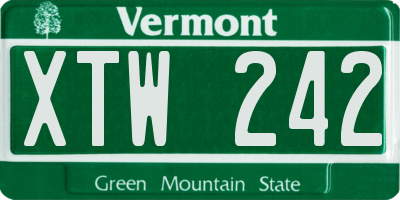 VT license plate XTW242