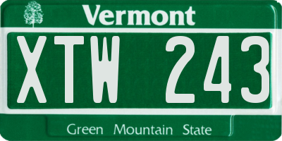 VT license plate XTW243
