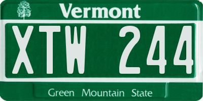 VT license plate XTW244