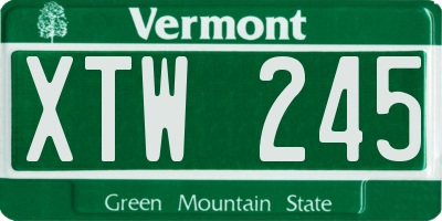 VT license plate XTW245