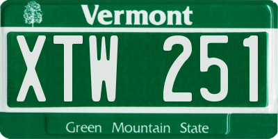 VT license plate XTW251