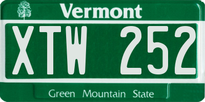 VT license plate XTW252