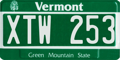 VT license plate XTW253
