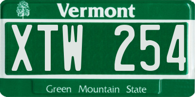 VT license plate XTW254
