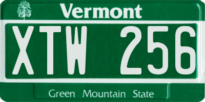 VT license plate XTW256