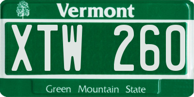 VT license plate XTW260