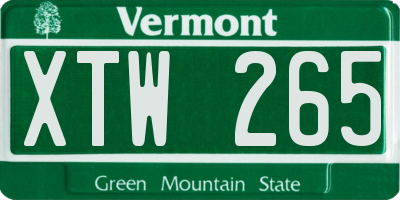 VT license plate XTW265