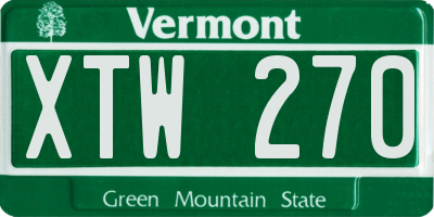 VT license plate XTW270