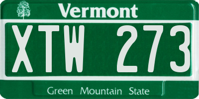 VT license plate XTW273