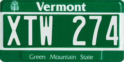 VT license plate XTW274