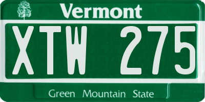 VT license plate XTW275