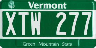 VT license plate XTW277