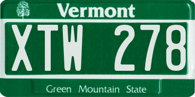 VT license plate XTW278
