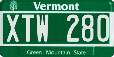 VT license plate XTW280