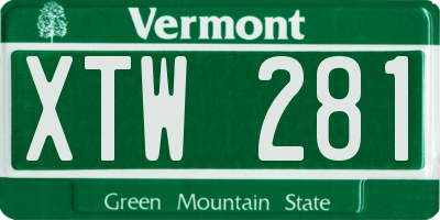 VT license plate XTW281