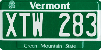 VT license plate XTW283