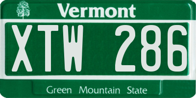 VT license plate XTW286