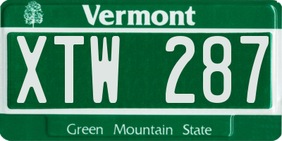 VT license plate XTW287